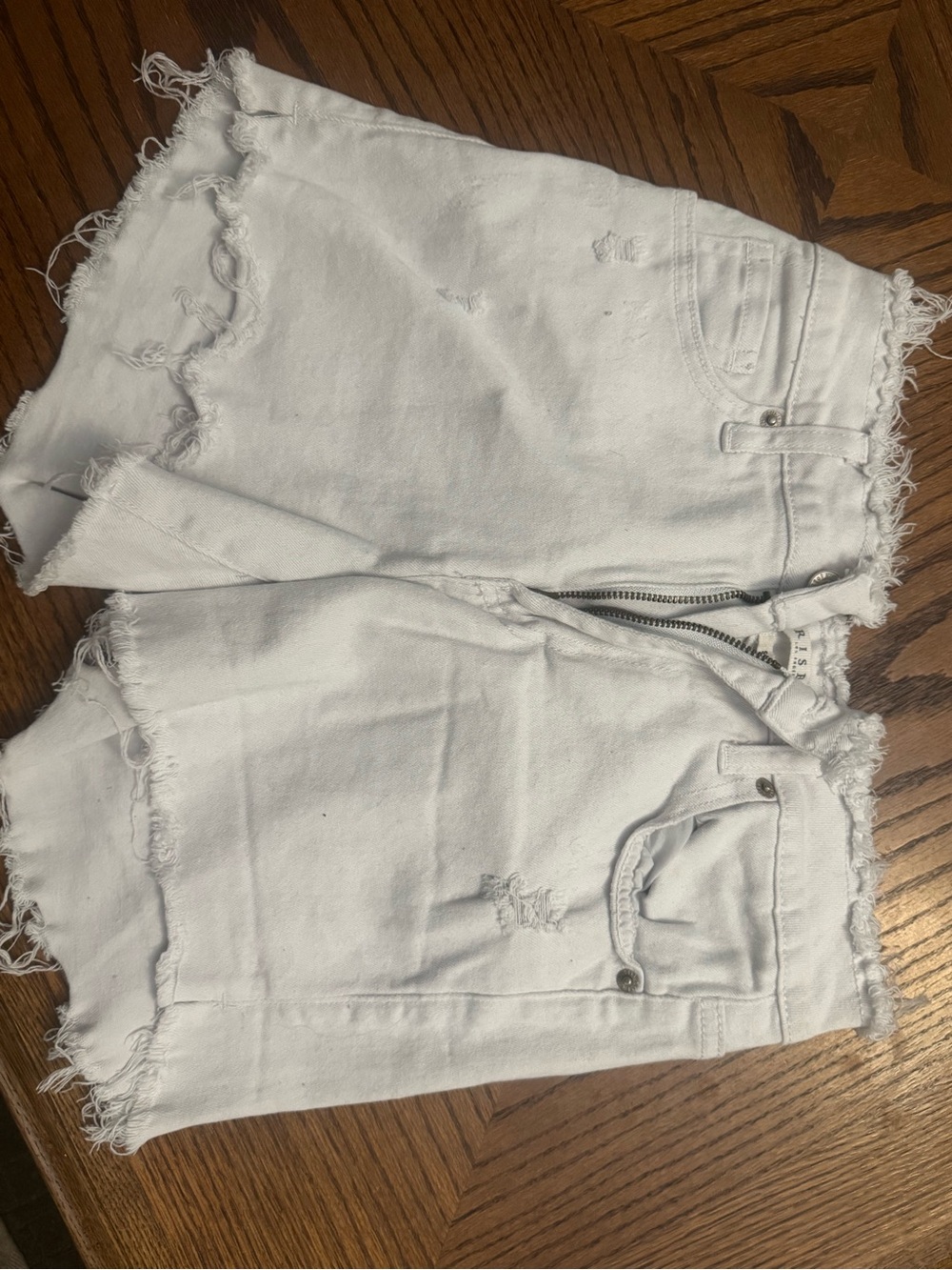 Distressed White Frayed Hem Jean Shorts